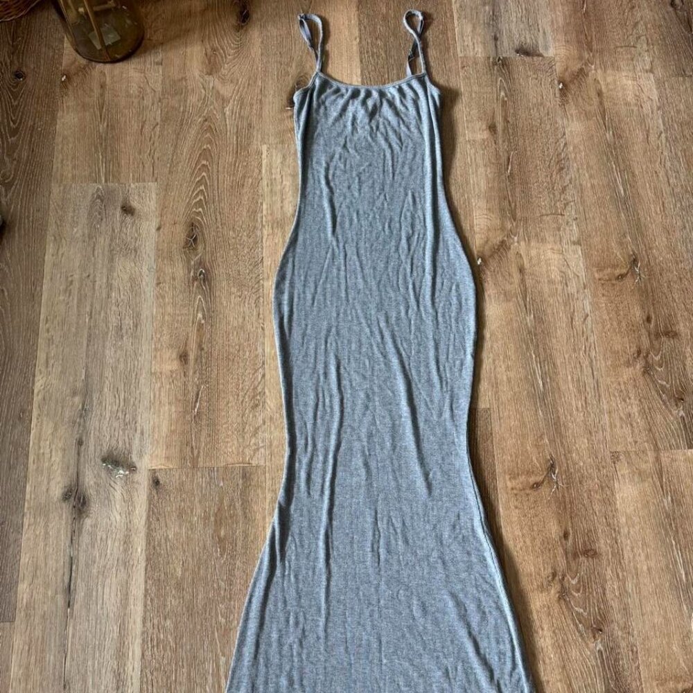 Skims Long Slip Dress in heather gray Size L
